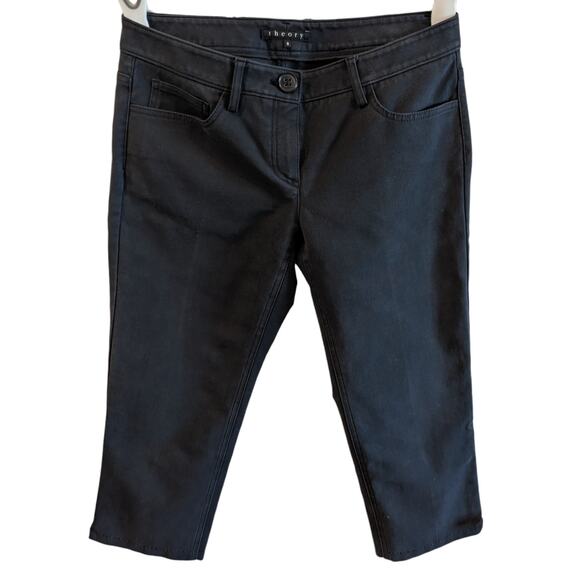 Theory Edith Black Cropped Straight Capri Jeans Size 8 - Picture 1 of 3